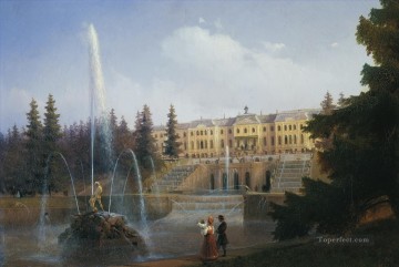Ivan Konstantinovich Aivazovsky Painting - view of the big cascade in petergof and the great palace of peterg Ivan Aivazovsky